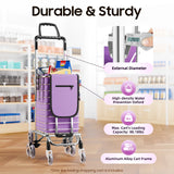 Foldable Shopping Cart with Wheels, 40kg Capacity Portable Grocery Trolley for Supermarket Market Travel Stair Climbing