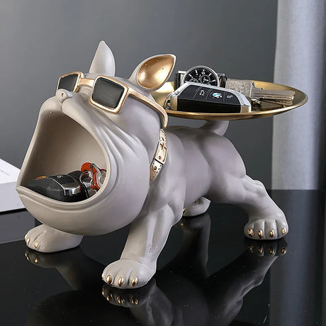 Home Decor Bulldog Figurine Dog Statue Storage Box Animal Ornament Resin Craft Art Sculpture Figurine Home Puppy Sculpture 30cm