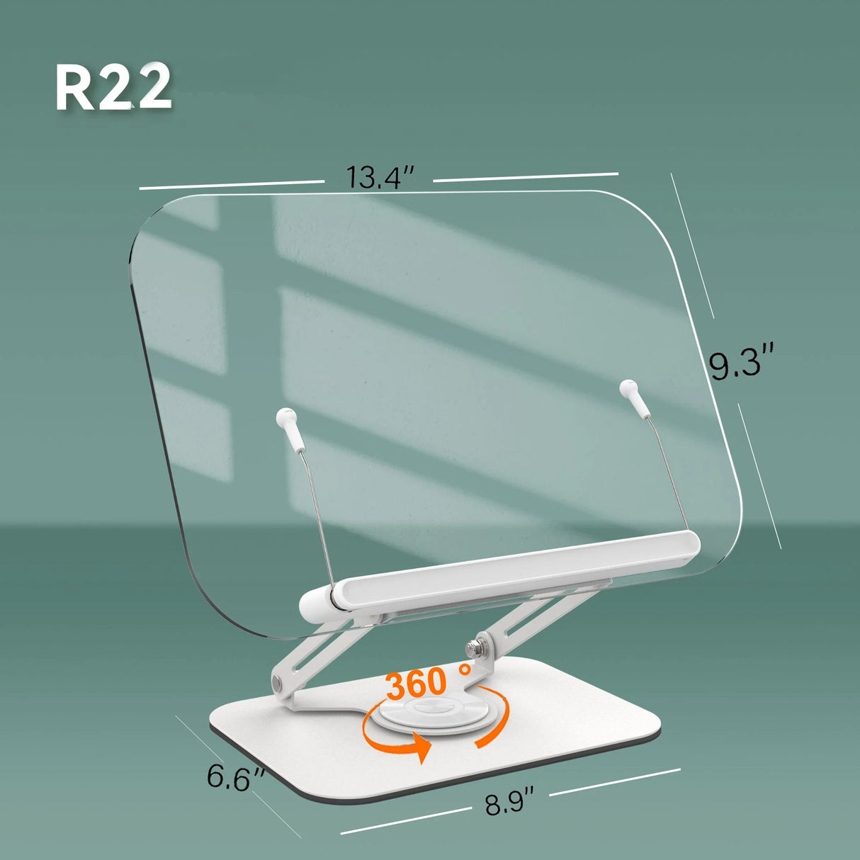 Book Stand for Reading, Adjustable Book Holder with 360° Swivel Base Foldable Stand Recipe Book Holder with Elastic Page Clips