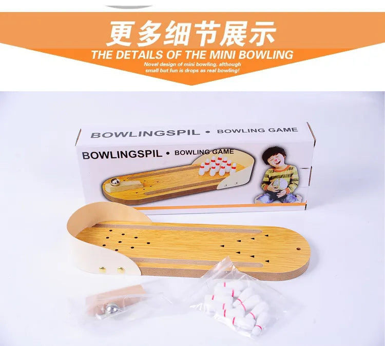 High-end small safe wooden children's educational innovation toys mini bowling set tabletop game wooden parent-child fun toys