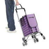 Foldable Shopping Cart with Wheels, 40kg Capacity Portable Grocery Trolley for Supermarket Market Travel Stair Climbing