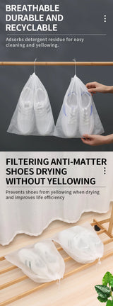 Portable Shoe Storage Drawstring Eco Storage Bag for Sundries Non-woven Bag Cover Anti-yellow White Shoe Dustproof Shoe Cover