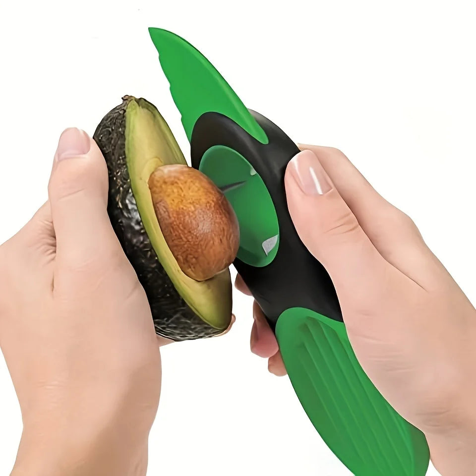 3-in-1 Avocado Peeler, Slicer, and Corer Multifunctional Kitchen Tool for Easy Fruit Prep, Durable Plastic, Ergonomic Handle