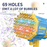 Bubble Gun Bubble Machine Without Solution - 69 Holes Blaster for Kids Outdoor Summer Toy, Party Favors - Bubble Maker Blowers