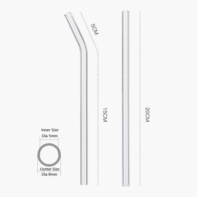 4/8Pcs Reusable Glass Straws Clear Glass Drinking Straws 8 Inch 8mm Tubes Juice Smoothie Tea Straws Glasses Straw Set for Drinks