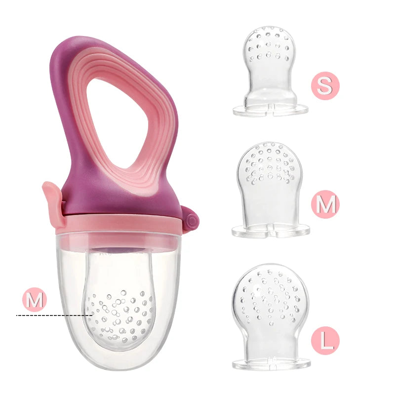 Infant Baby Food Fruit & Vegetable Pacifier, Baby Feeder with Medium Mesh Bag Food Grade Liquid Silicone Yummy Nourishment Feeding
