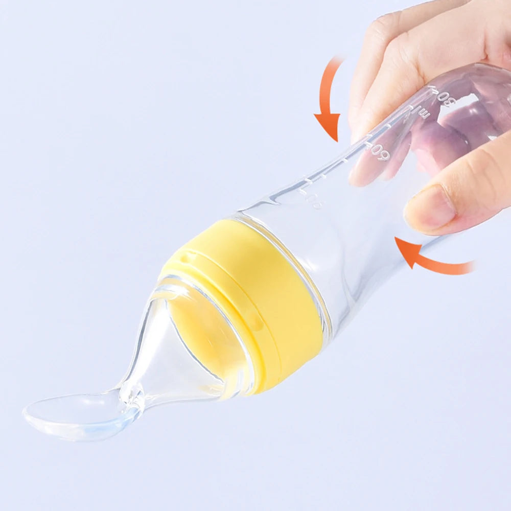 90ML Baby Fruit Feeder Pacifier: Self Feeding Baby Food Feeder for Teething Relief - Squeeze Baby Food Dispensing Spoon