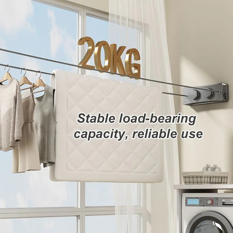 Non perforated invisible retractable drying rope for hanging clothes on the balcony and shrinking drying racks in the bathroom