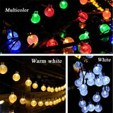 Solar String Lights Outdoor Crystal Fairy Light Chritmas Garland 8 Modes Waterproof Patio Light for Garden Party Decor