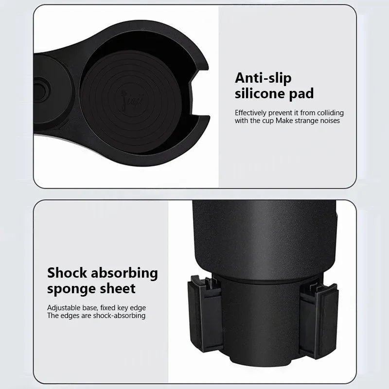 Car Cup Holder Expender Multi-Function Drink Holder with Food Table 360 Degree Adjustable Base Tray for Lunch Snack