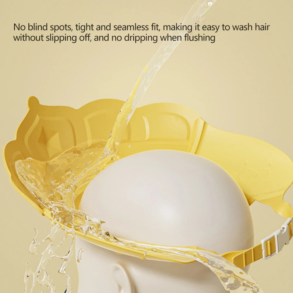 Adjustable Size Children Shampoo Cap Crown Baby Shower Cap Cartoon Bath Visor Infant Hair Shield Ear Protection Waterproof