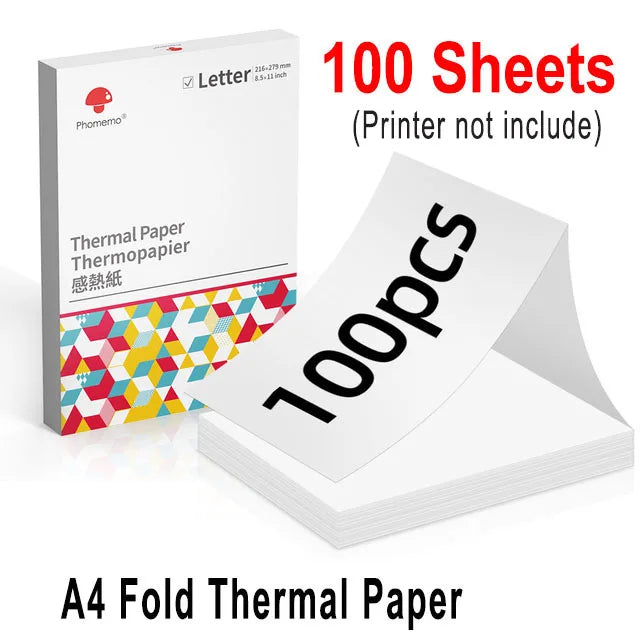 Mini Phomemo M08F Portable Printer Bluetuth Thermal Printer Compatible with Android, iOS & Laptop Portable Wireless A4 Printers