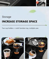 Car Cup Holder Expender Multi-Function Drink Holder with Food Table 360 Degree Adjustable Base Tray for Lunch Snack