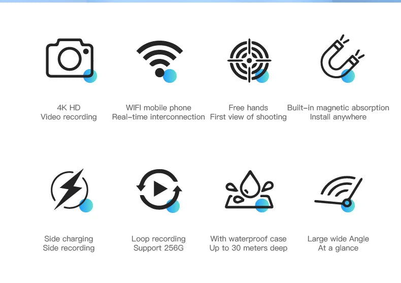 POV 4K Magnetic Body Cam Small Wireless Action Camera Magsafe Vlogging Recorder  YouTube Sports Ultra Portable Smart Pro Camera