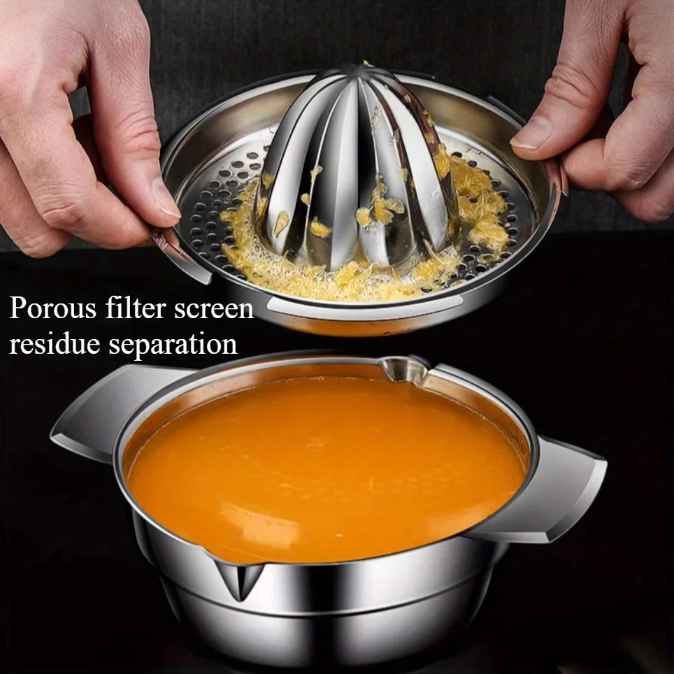 Manual Stainless Steel Lemon Orange Squeezer Citrus Juicer Hand Press with Bowl And Strainer for Fresh Juice Extraction