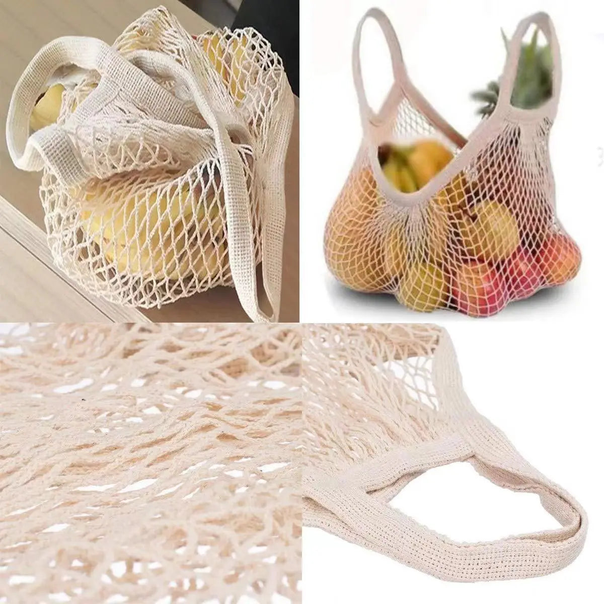 1/2pcs Cotton String Shopping Tote Bags Fruit Vegetable Storage Organizer Reusable Washable Grocery Eco Friendly Mesh Bags