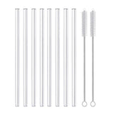 4/8Pcs Reusable Glass Straws Clear Glass Drinking Straws 8 Inch 8mm Tubes Juice Smoothie Tea Straws Glasses Straw Set for Drinks