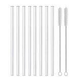 4/8Pcs Reusable Glass Straws Clear Glass Drinking Straws 8 Inch 8mm Tubes Juice Smoothie Tea Straws Glasses Straw Set for Drinks