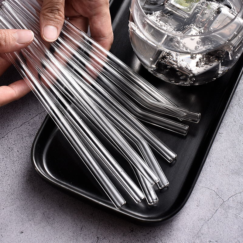 4/8Pcs Reusable Glass Straws Clear Glass Drinking Straws 8 Inch 8mm Tubes Juice Smoothie Tea Straws Glasses Straw Set for Drinks
