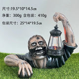 Halloween Zombie Crawling Horror Decor, Scary Led Lights Zombie Holding Lantern Outdoor Figurine Light