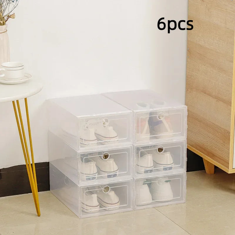 Folder Plastic Shoes Case Thickened Transparent Drawer Case Plastic Shoe Boxes Stackable Box Shoe Organizer Storage Shoe box