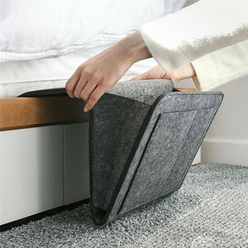 Felt Bedside Storage Bag Organizer Bed Desk Bag Sofa TV Remote Control Hanging Caddy Couch Storage Organizer Bed Holder Pockets