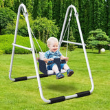 Toddler Swing Baby Swing with Heavy Duty Foldable Stand Indoor Outdoor Swing Set for Aged 1-3 with Canvas Cushion Seat 55lbs Capacity