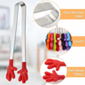 Silicone Mini Tongs, 5Inch Hand Shape Food Tongs, Colourful Small Kids Tongs for Serving Food, Ice Cube, fruits, Sugar, Barbecue