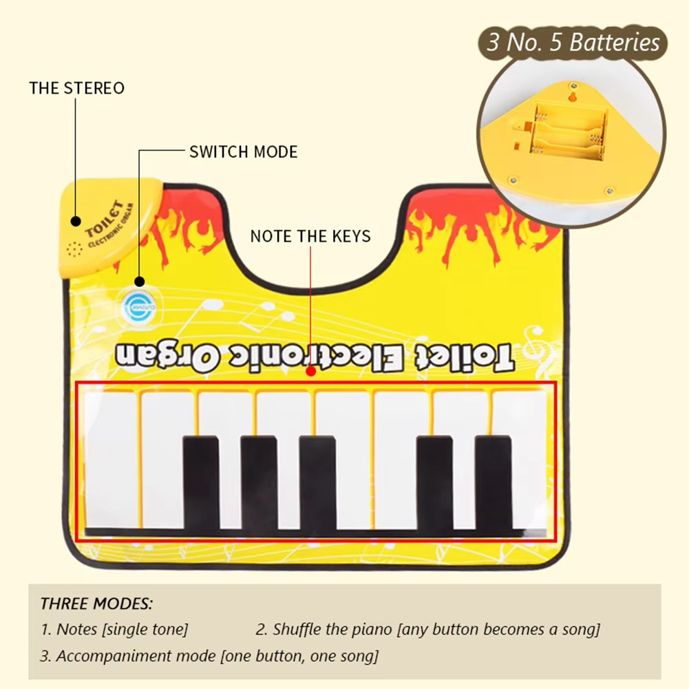 Fun Toilet Piano Bath Mats Battery Powered Musical Potty Pad For Home