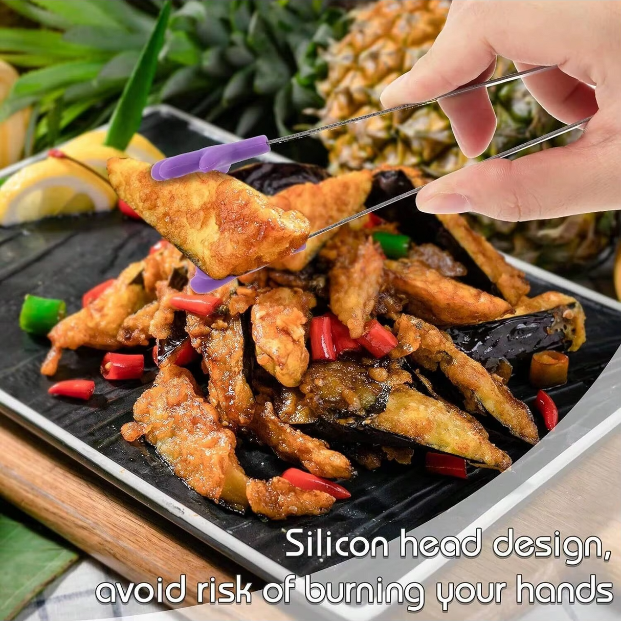 Silicone Mini Tongs, 5Inch Hand Shape Food Tongs, Colourful Small Kids Tongs for Serving Food, Ice Cube, fruits, Sugar, Barbecue