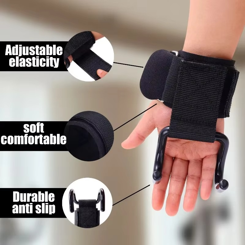 Weight Lifting Hook Grips with Wrist Wraps