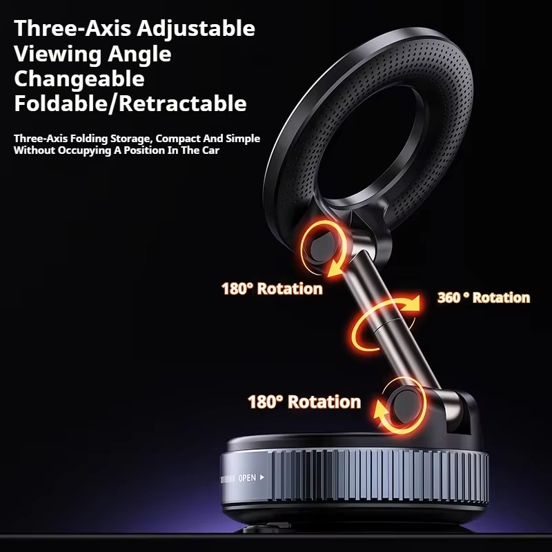 Car Mount Electric Vacuum Magnetic Holder Foldable Strong Suction Stand For Cell Phone For iphone 12 13 14 15 16 Live Streaming
