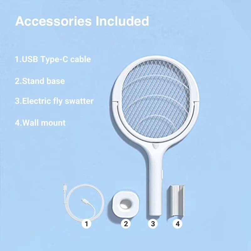 Multi Functional 2-in-1 Mosquito Killer Lamp Angle Retractable Mosquito Swatter USB Rechargeable Mosquito Swatter Bat Swatter