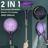 Multi Functional 2-in-1 Mosquito Killer Lamp Angle Retractable Mosquito Swatter USB Rechargeable Mosquito Swatter Bat Swatter