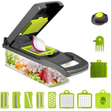 Vegetable Chopper 14-in-1 Mandoline Slicer Multifunctional Veggie Chopper Potato Chopper Vegetable Dicer Food Chopper with Container Chopper Vegetable Cutter with 7 Blades Kitchen Essentials