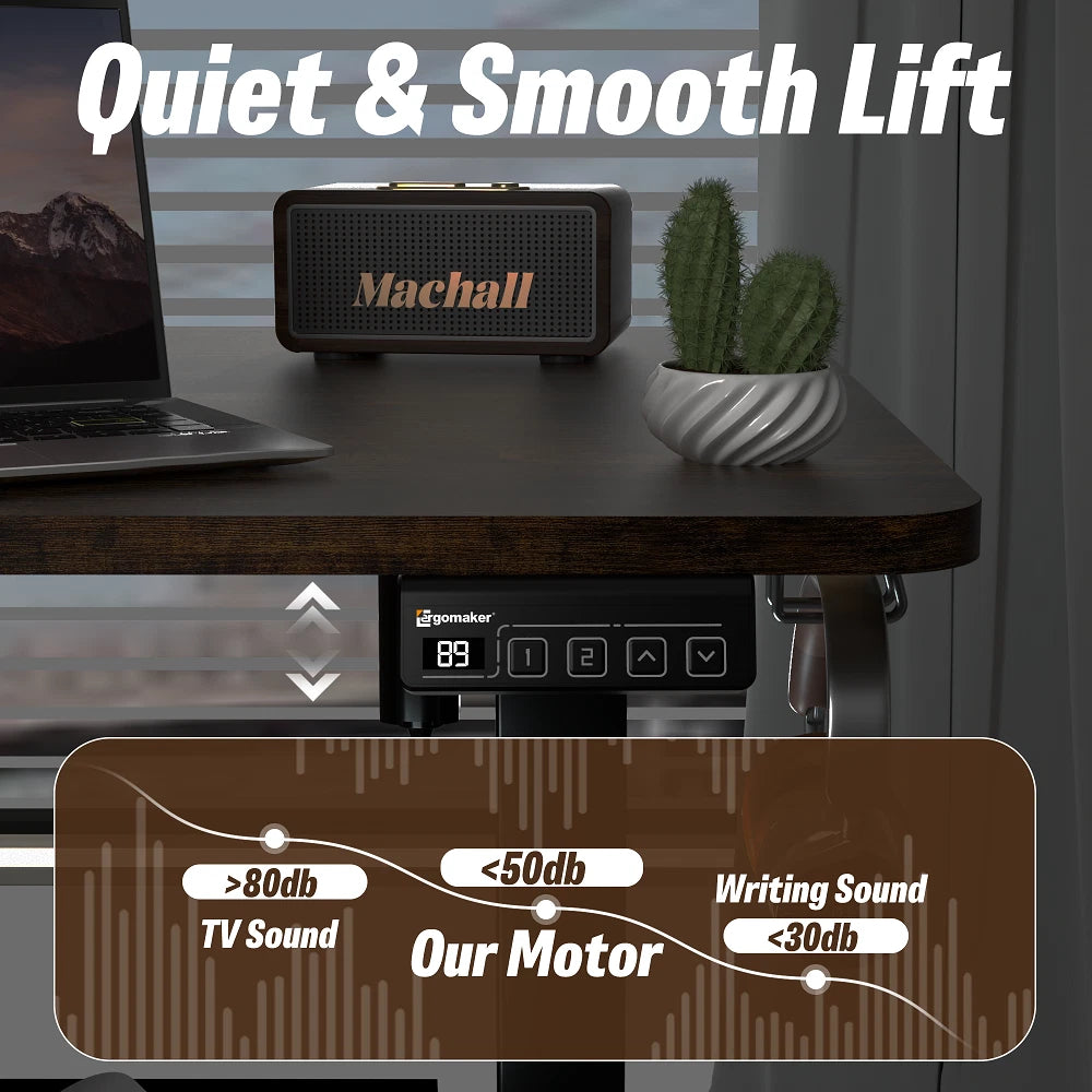 Electric Standing Desk Adjustable Sit Stand Computer Desk Walnut 140cm