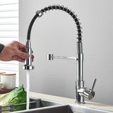 Chrome Kitchen Sink Mixer Taps Pull Out 360° Swivel Laundry Faucet Silver