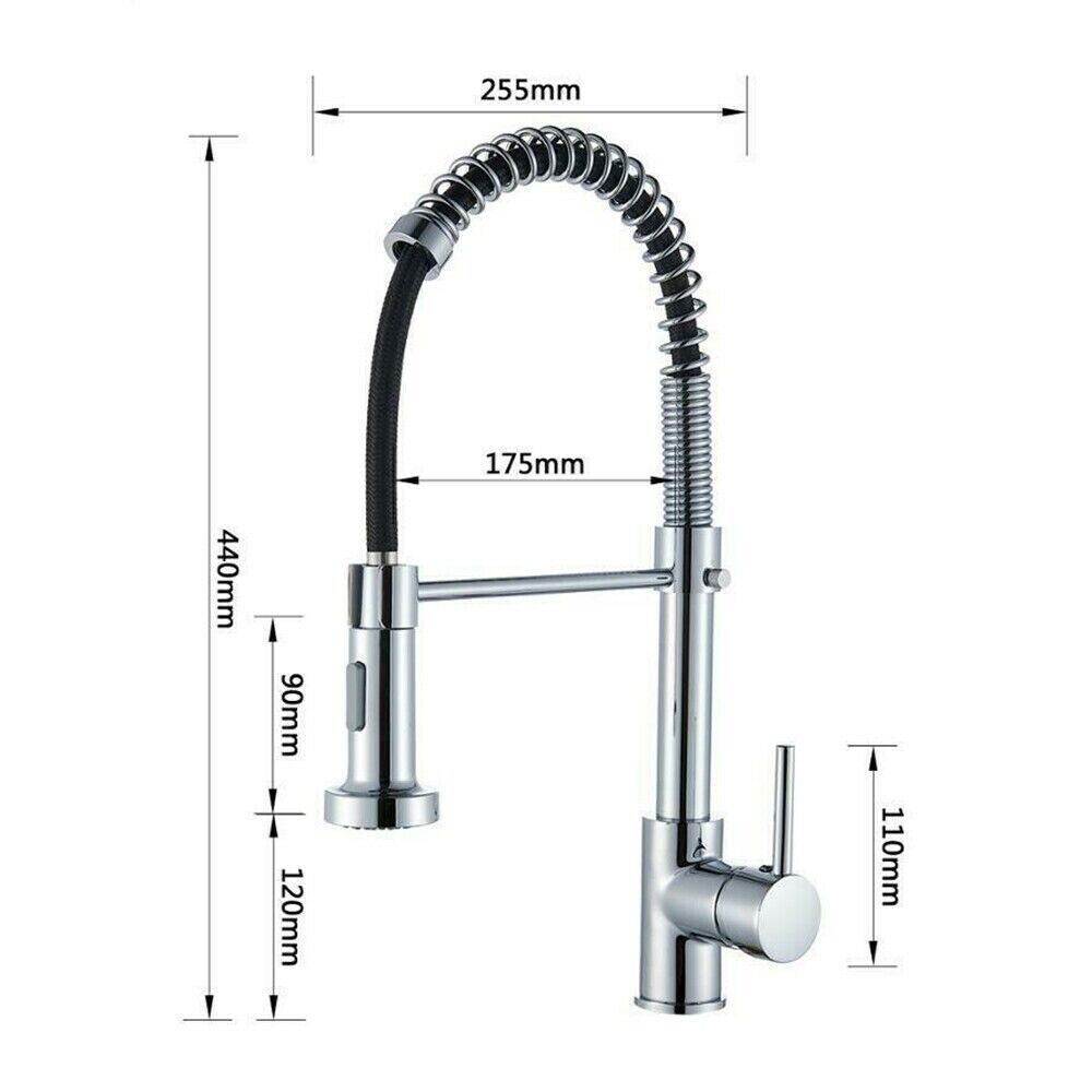 Chrome Kitchen Sink Mixer Taps Pull Out 360° Swivel Laundry Faucet Silver