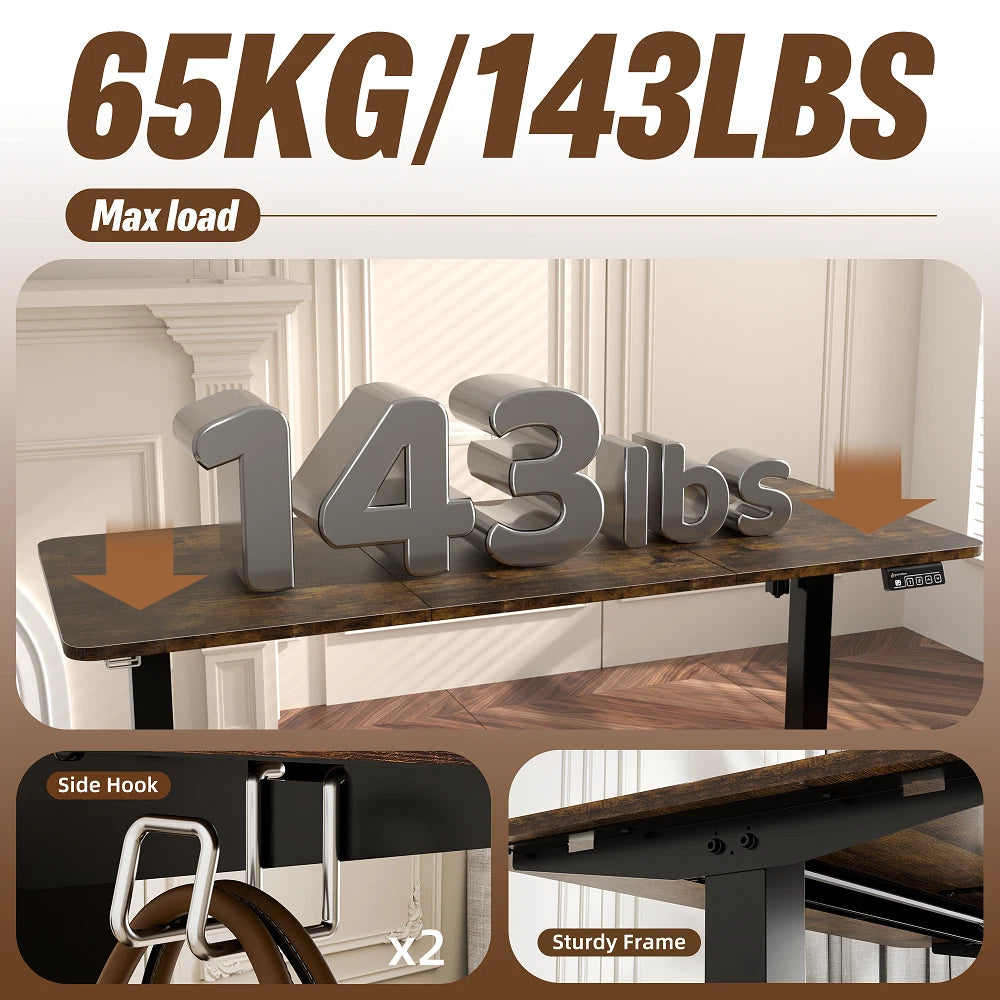 Electric Standing Desk Adjustable Sit Stand Computer Desk Walnut 140cm