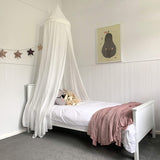 Soft White Hanging Bed Canopy with Tassels for Girls, Boys, Kids Rooms, Beds or Cribs. Nursery Decoration, Sheer Drapes for Child, Play, Reading or Hideaway Princess Tent