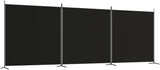 3-Panel Room Divider Living Room Bedroom Partition Privacy Protection Screen Room Separator Folding Dressing Wall Black Fabric