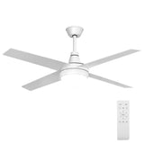52" Ceiling Fan with Light Remote Control, Wood Ceiling Fans with 4 Blades, 6 Speed DC Motor, Indoor Outdoor Ceiling Fan for Patio, Bedroom, Living Room, Office, White