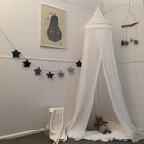 Soft White Hanging Bed Canopy with Tassels for Girls, Boys, Kids Rooms, Beds or Cribs. Nursery Decoration, Sheer Drapes for Child, Play, Reading or Hideaway Princess Tent