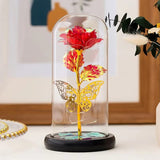 Glass Preserved Eternal Rose, Birthday Gifts for Women, Artificial Colorful Rose with Led Light, Beauty and The Beast Dome, Mother's Day Birthday Gifts from Daughter （Red）