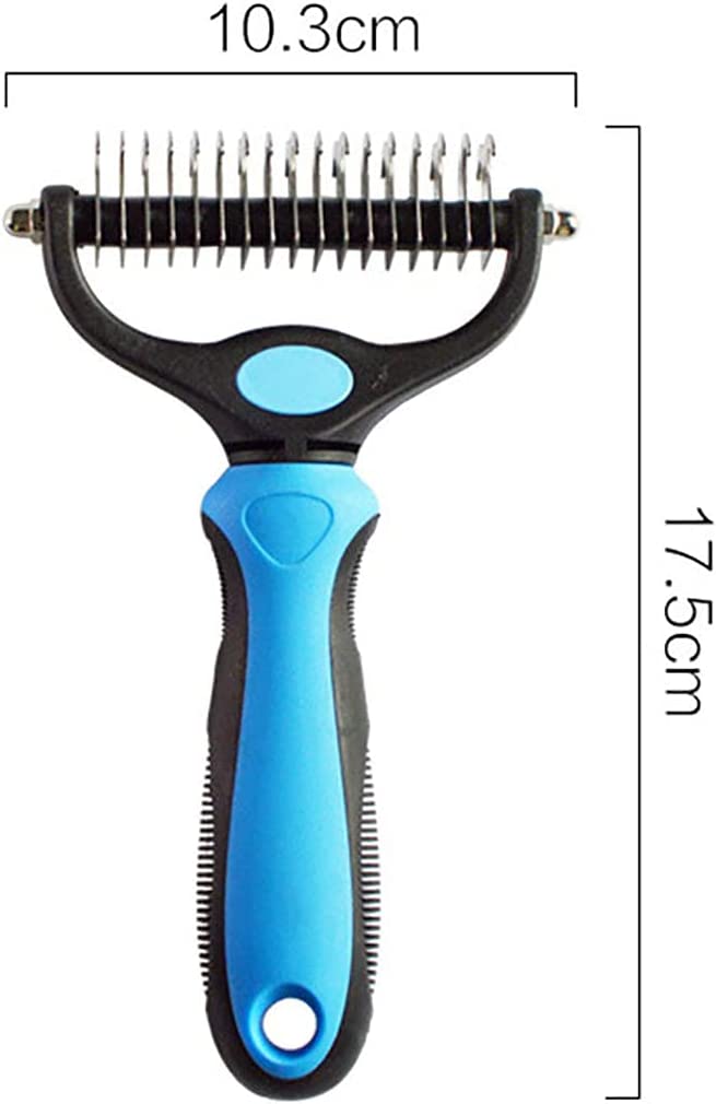 Pet Grooming Tool- 2 Sided Undercoat Rake for Dogs & Cats-Safe and Effective Dematting Comb for Mats & Tangles Removing-No More Nasty Shedding or Flying Hair