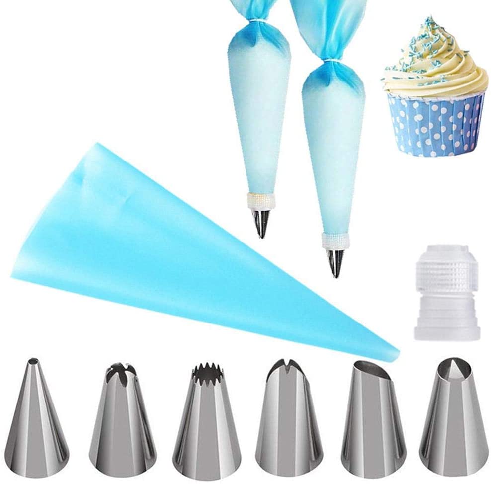 Cream Pastry Bag Icing Tips + Stainless Steel Piping Nozzle + Coupler 8PCS/Set