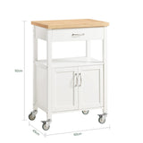 Kitchen Trolley Cart Storage Trolley Serving Trolley Kitchen Cabinet with Rubber Wood Worktop