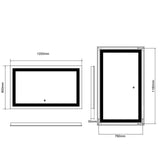 Rectangular LED Bathroom Mirror with Light, 1200 x 800 mm Wall Mounted Modern Lighted Mirror, Illuminated Touch Switch, Anti-Fog, Large Makeup Decorative Mirrors