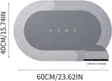 Absorbent Bath Mat, Premium Bathroom Floor Mats Soft Carpet, Anti-Slip Diatom Mat, Slip-Resistant Bathing Room Rug, Quick Drying Mat Rug Doormat for Bathroom Toilet Kitchen (Gray Oval (40*60cm))