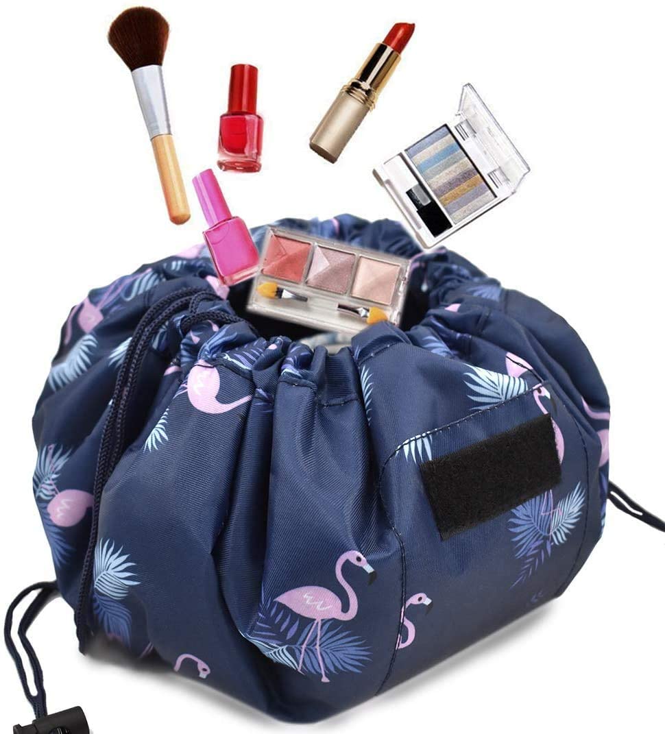 Portable Lazy Drawstring Makeup Bag (Flamingo)
